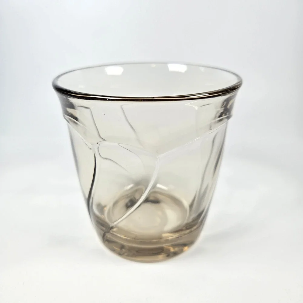 4 Vintage Noritake Sweet Swirl Double Old Fashioned DOF Brown Smoke Glasses EUC‎